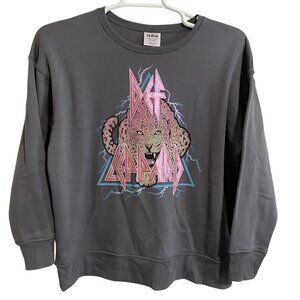 Def Leppard Metallic Pink/Gray Oversized Sweatshirt Size Small (4/6)